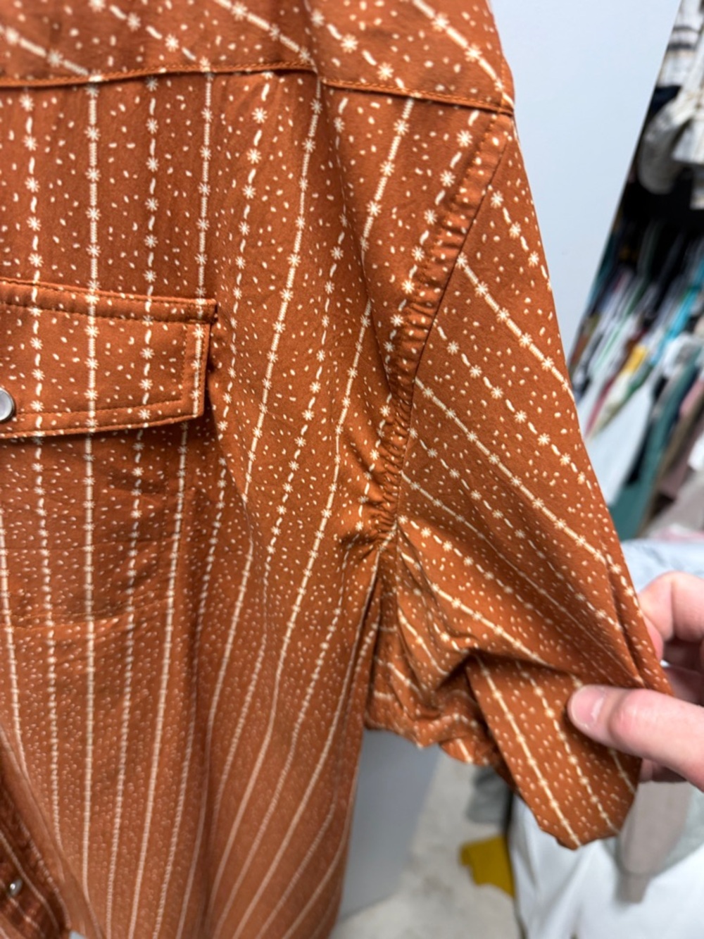 Rust Stripe Short-Sleeve Button-Up Shirt by RVCA - Picture 4 of 9